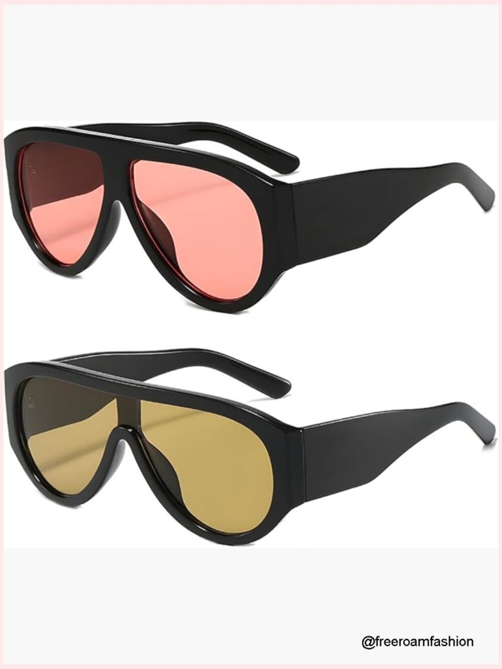 Oversized Square Sunglasses Pack 3-Piece UV400 Protection